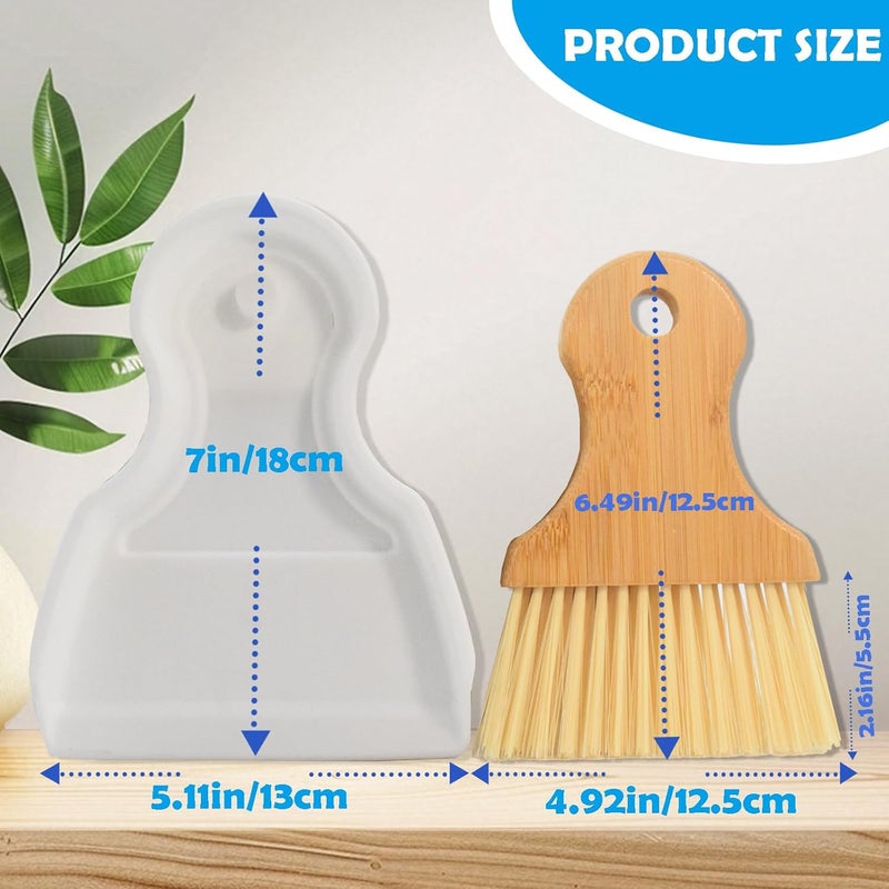 BSMstone Mini Broom and Dustpan Set Portable Hand Broom with Bamboo Handle Small Crumb Sweeper for Home, Bathroom, Kitchen, Car Interior, Office, Pet Areas (White) - Image 2